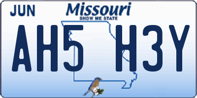 MO license plate AH5H3Y