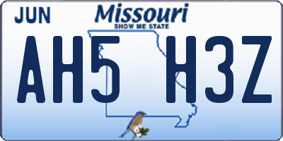MO license plate AH5H3Z