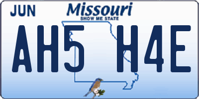 MO license plate AH5H4E