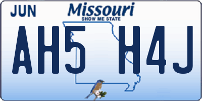 MO license plate AH5H4J