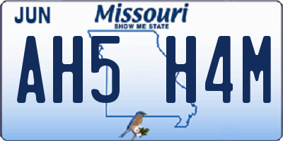 MO license plate AH5H4M