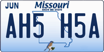 MO license plate AH5H5A