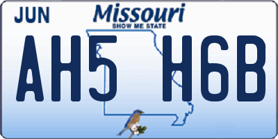 MO license plate AH5H6B