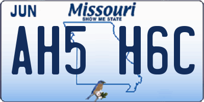 MO license plate AH5H6C