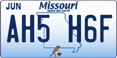 MO license plate AH5H6F