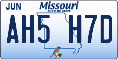 MO license plate AH5H7D