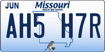 MO license plate AH5H7R