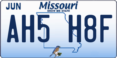 MO license plate AH5H8F