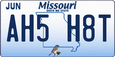 MO license plate AH5H8T
