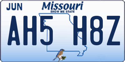 MO license plate AH5H8Z