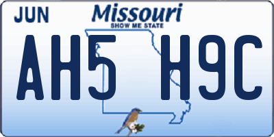 MO license plate AH5H9C