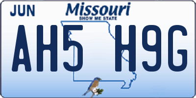 MO license plate AH5H9G