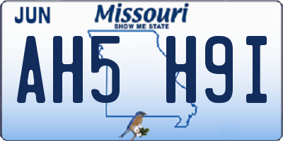 MO license plate AH5H9I