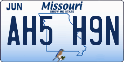 MO license plate AH5H9N