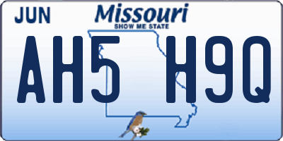 MO license plate AH5H9Q