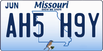 MO license plate AH5H9Y
