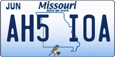 MO license plate AH5I0A