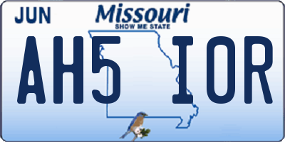 MO license plate AH5I0R