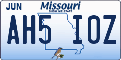 MO license plate AH5I0Z