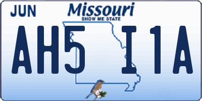 MO license plate AH5I1A