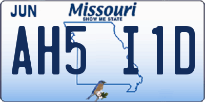 MO license plate AH5I1D