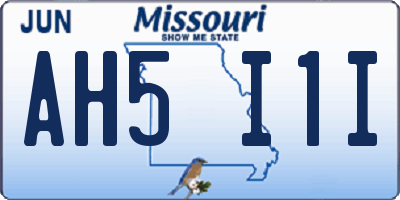 MO license plate AH5I1I