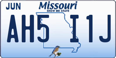 MO license plate AH5I1J