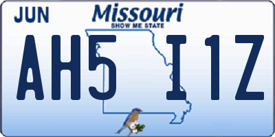 MO license plate AH5I1Z