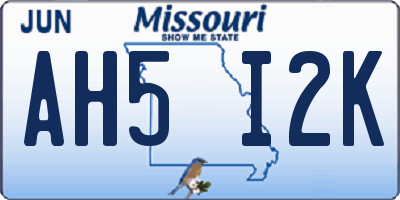 MO license plate AH5I2K