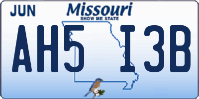 MO license plate AH5I3B