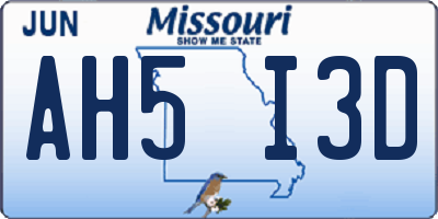 MO license plate AH5I3D