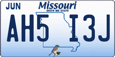 MO license plate AH5I3J