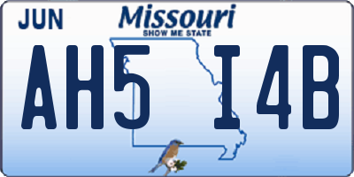 MO license plate AH5I4B