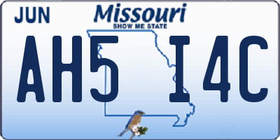 MO license plate AH5I4C
