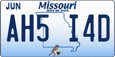 MO license plate AH5I4D