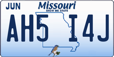 MO license plate AH5I4J