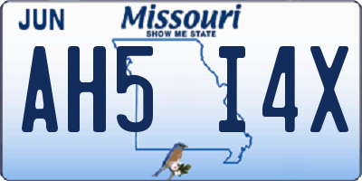 MO license plate AH5I4X