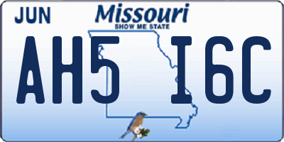 MO license plate AH5I6C