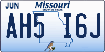 MO license plate AH5I6J