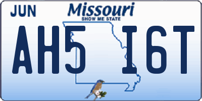 MO license plate AH5I6T
