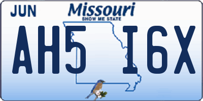 MO license plate AH5I6X