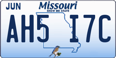 MO license plate AH5I7C