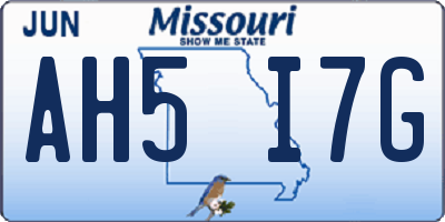 MO license plate AH5I7G