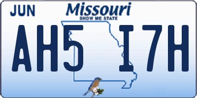 MO license plate AH5I7H