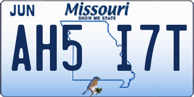MO license plate AH5I7T