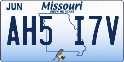 MO license plate AH5I7V