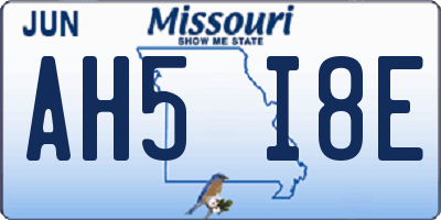 MO license plate AH5I8E