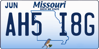 MO license plate AH5I8G