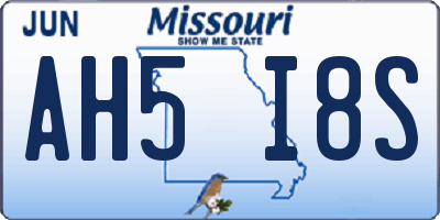 MO license plate AH5I8S