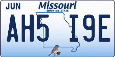 MO license plate AH5I9E